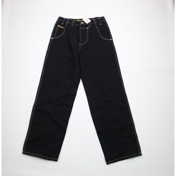 NOS Vtg 90s Streetwear Mens 32x34 Big Pocket Baggy Loose Wide Leg Jeans Black